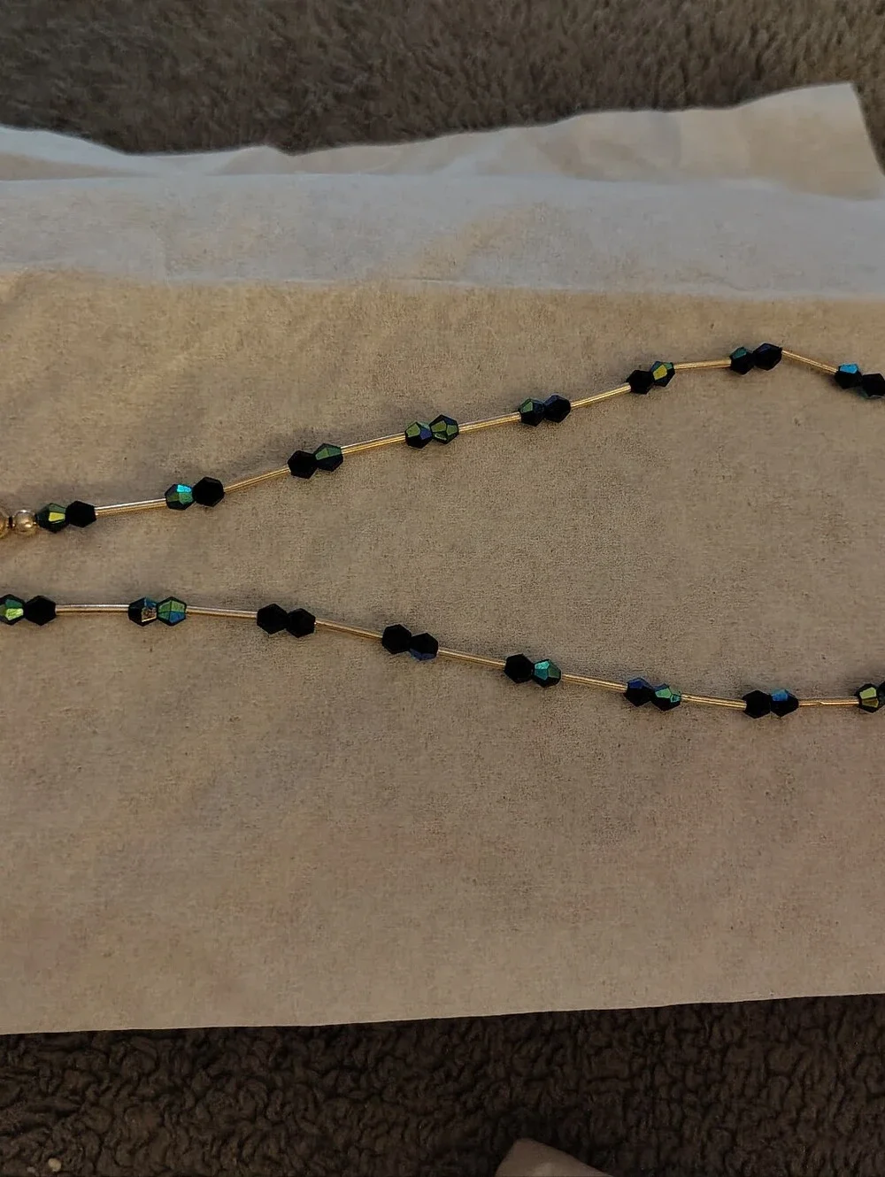 Black and Iridescent Beaded Women's Choker Sterling silver 925